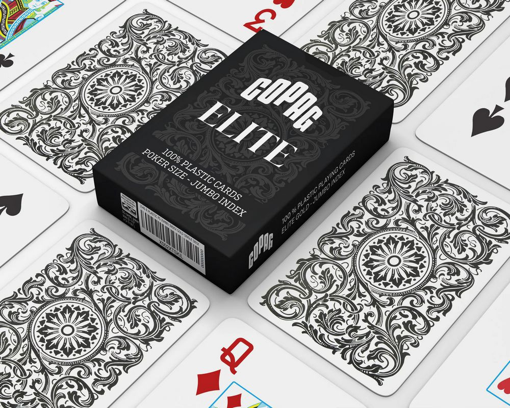 Hrací karty Copag Elite Poker Jumbo Big index 100% plastové, černé