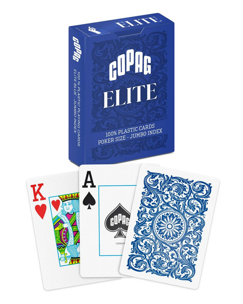 Hrací karty Copag Elite Poker Jumbo Big index 100% plastové, modré