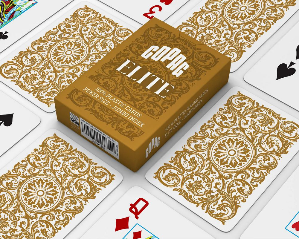 Hrací karty Copag Elite Poker Jumbo Big index 100% plastové, zlaté