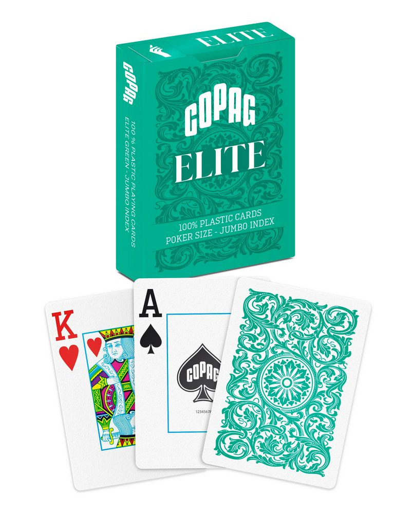 Hrací karty Copag Elite Poker Jumbo Big index 100% plastové, zelené