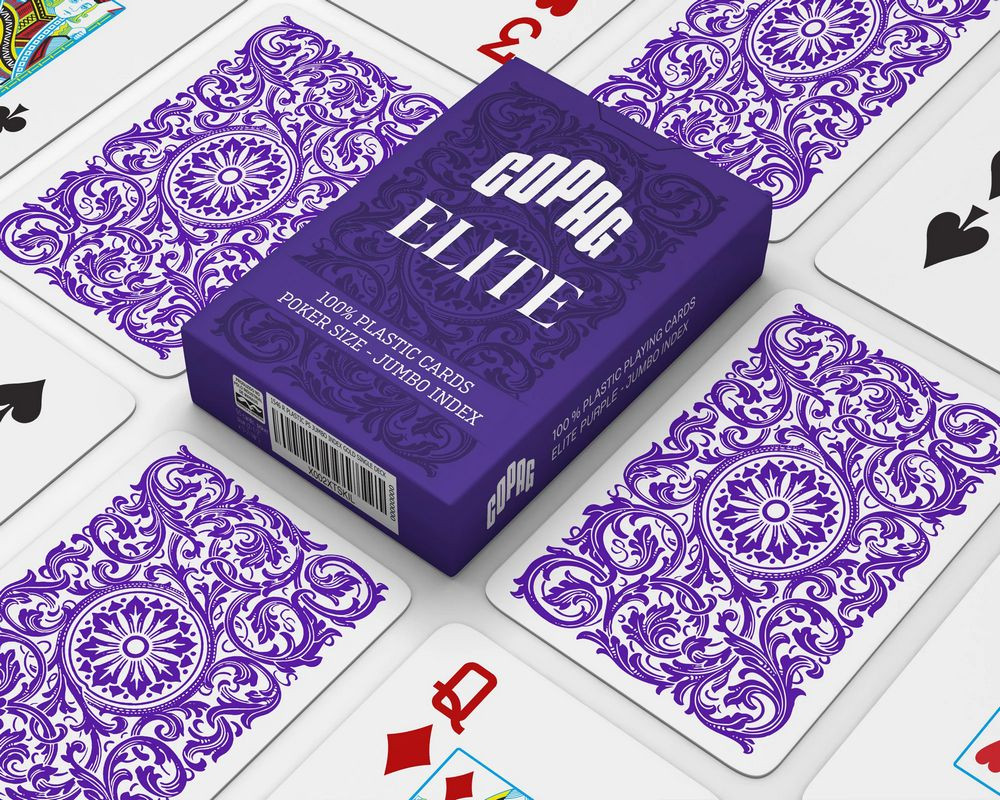 Hrací karty Copag Elite Poker Jumbo Big index 100% plastové, fialové