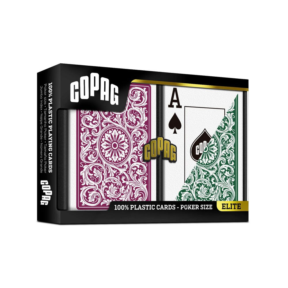 Hrací karty Copag 1546 Elite Jumbo index, 100% plastové, zeleno-burgundy Duo pack